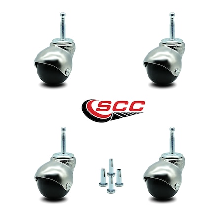 Service Caster 2 Inch Bright Chrome Hooded Grip Neck Ball Casters, 4PK SCC-GN01S20-POS-BC-516-4